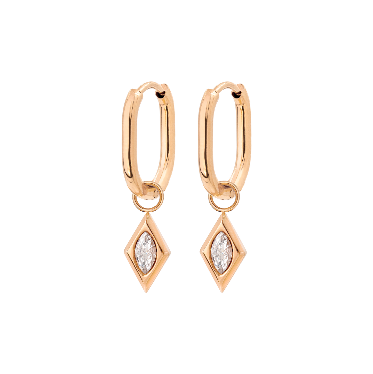 Sweet Diamond Oval Hoop Set Baby Rose Gold