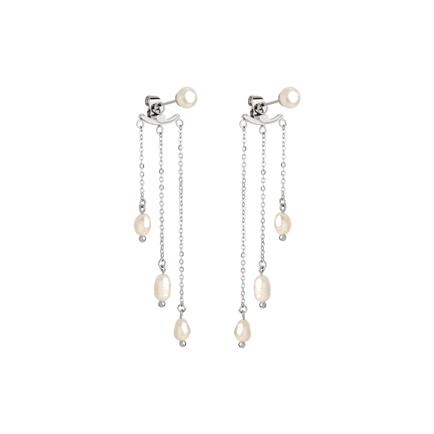 Annas Sparkle Pearl Studs Silver