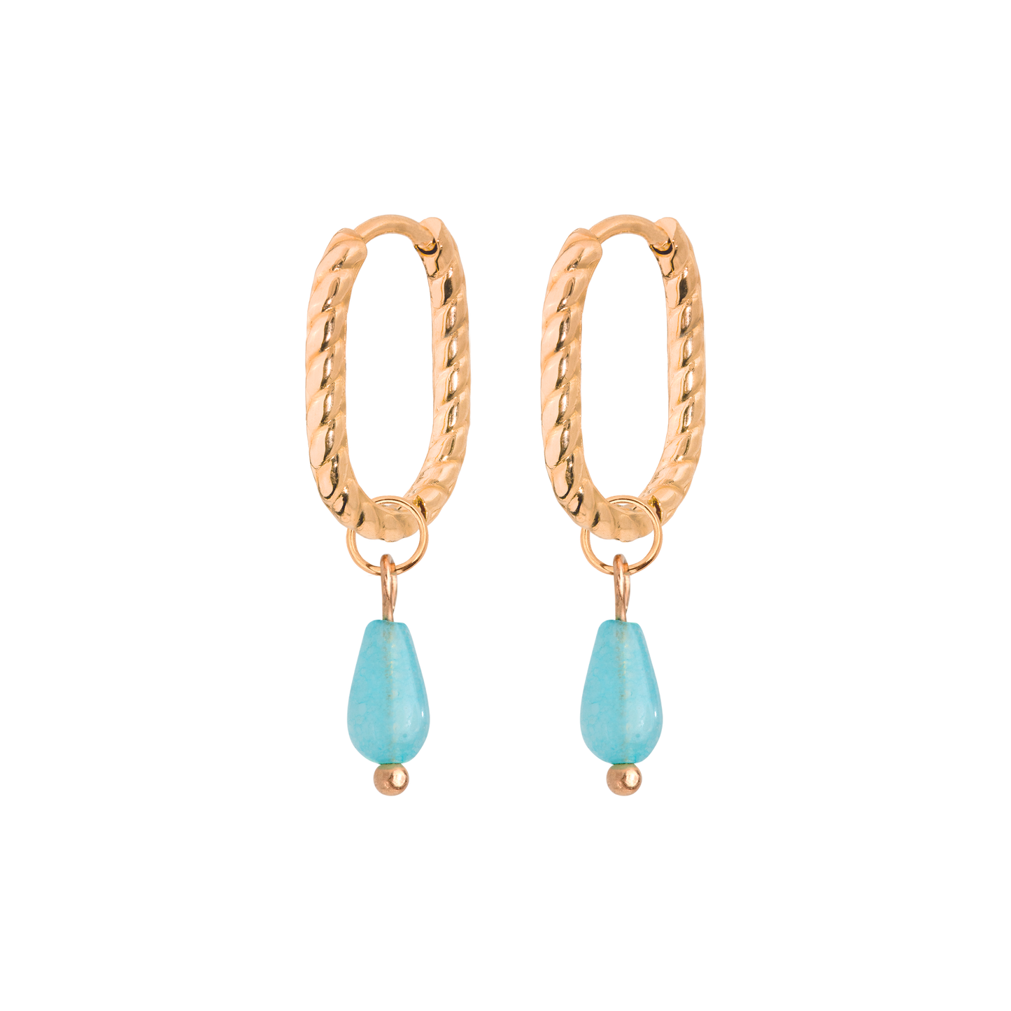 By the Pool Oval Twisted Hoop Set Baby Rose Gold