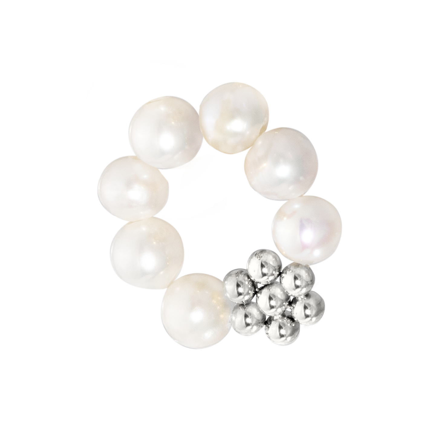 Chunky Flora Pearl Hoop Set Medium Silver