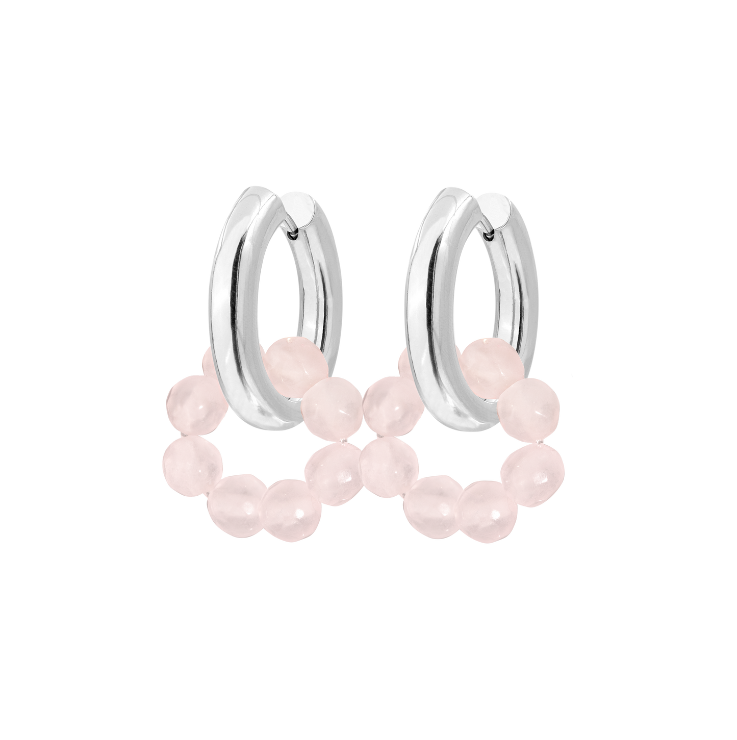 Chunky Rose Donut Hoop Set Small Silver