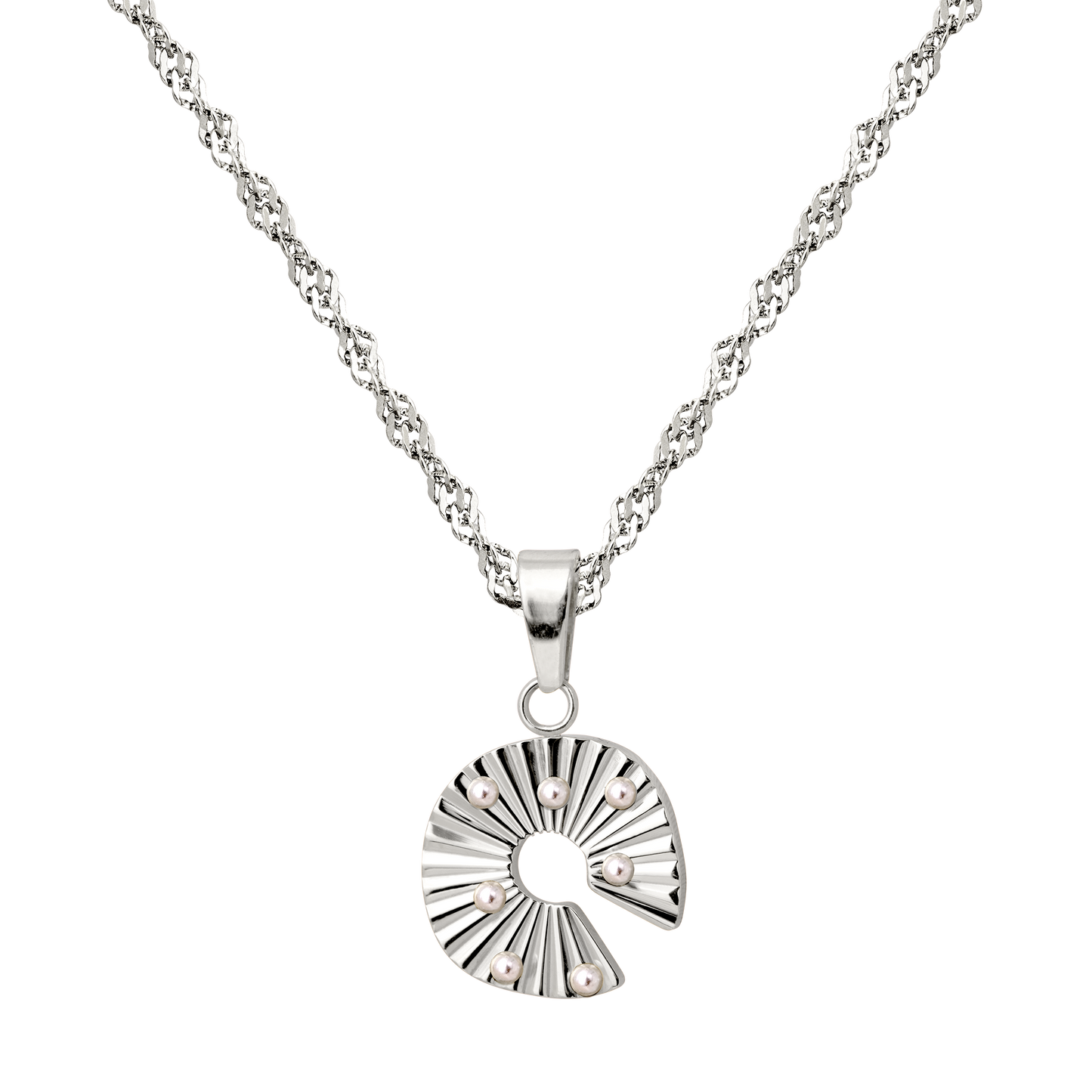 Sparkling Donut Necklace Silver