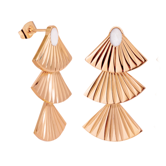 Triple Fan Studs Rose Gold