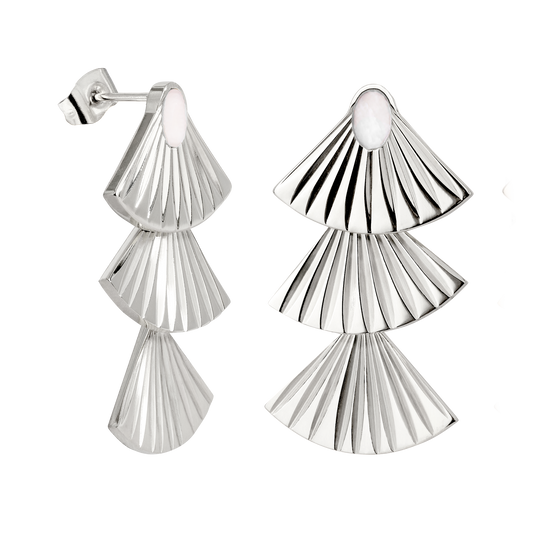 Triple Fan Studs Silver