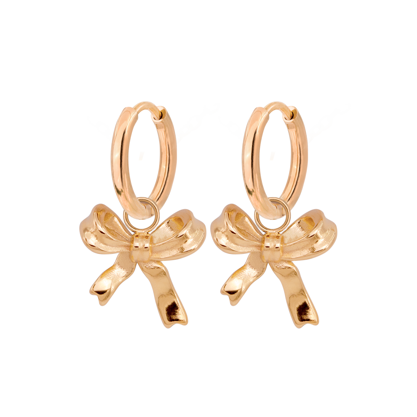Pretty Ribbon Hoop Set Small Rose Gold