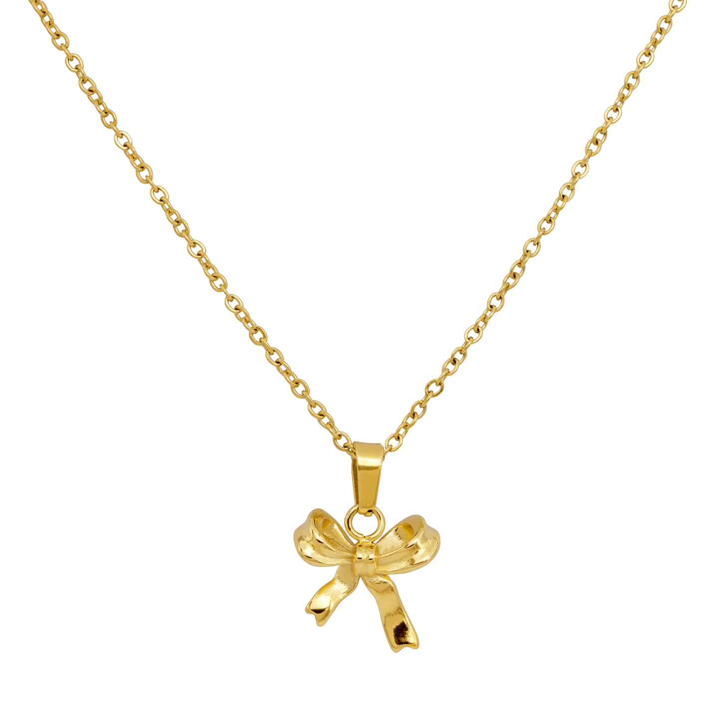 Pretty Ribbon Necklace Gold