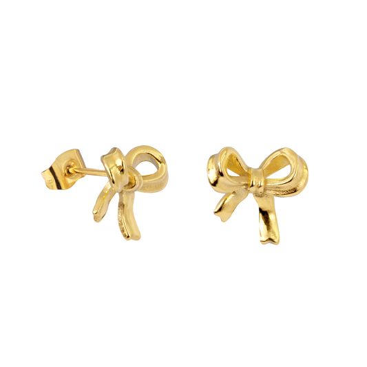 Pretty Ribbon Studs Gold