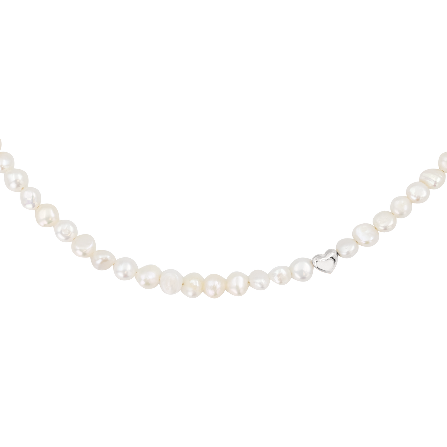 Retro Love Pearl Necklace Silver
