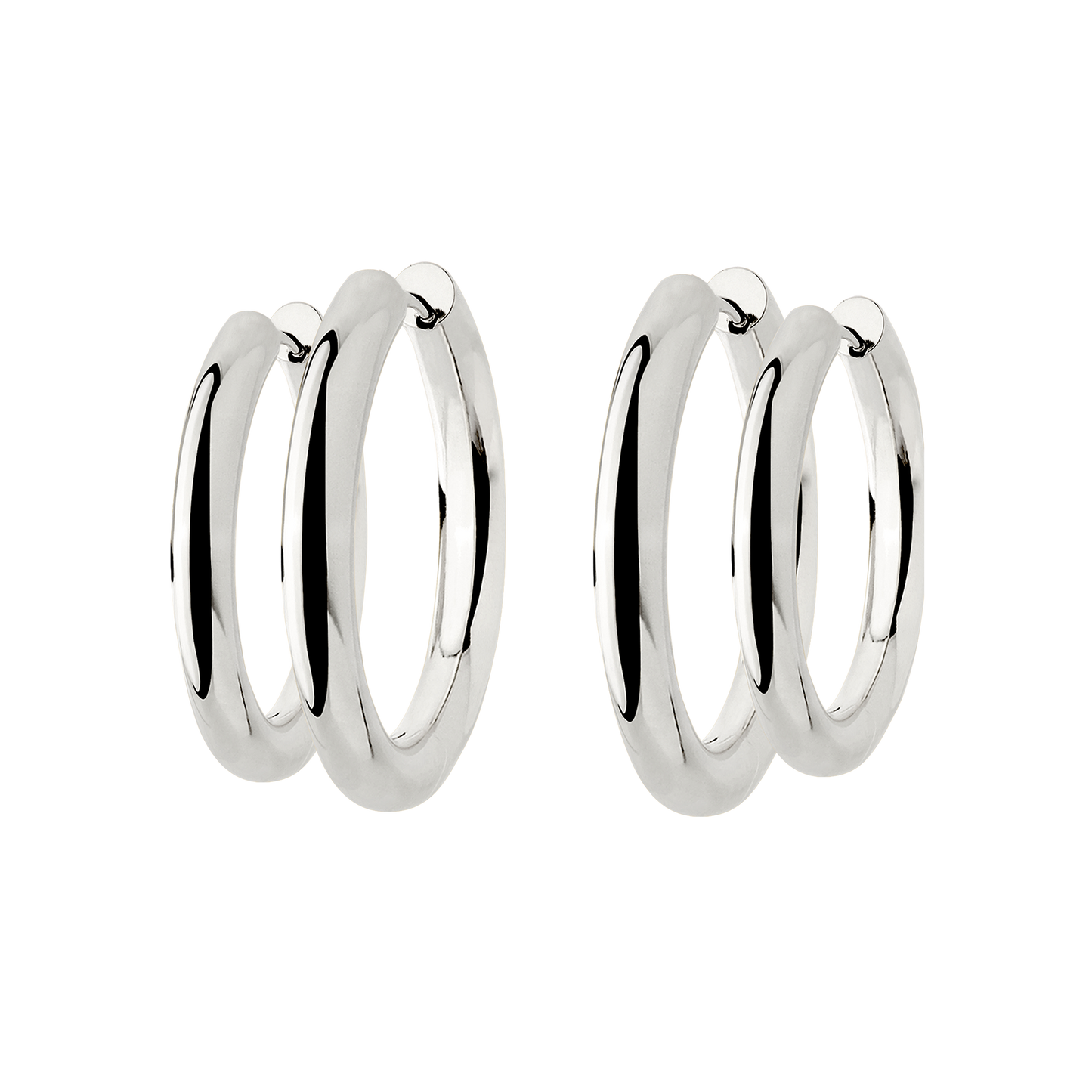 Chunky Lover Hoop Set Large Silver