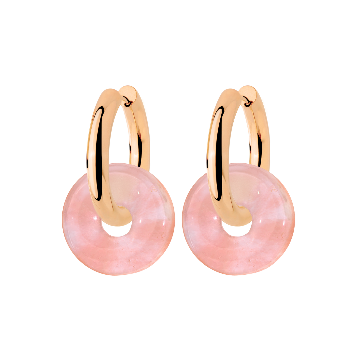 Chunky Peachy Donut Hoop Set Medium Rose Gold