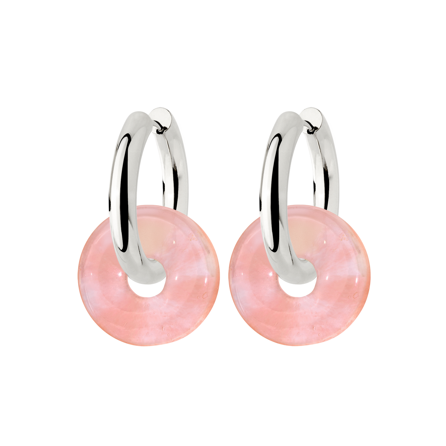 Chunky Peachy Donut Hoop Set Medium Silver
