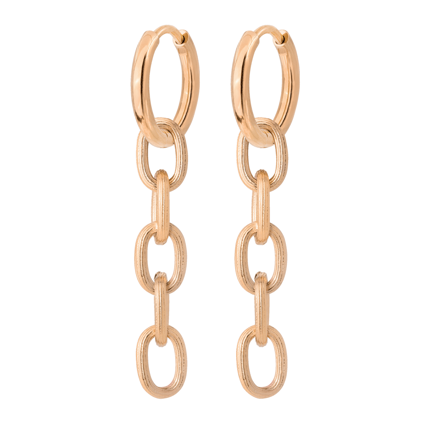 Long Link Hoop Set Small Rose Gold