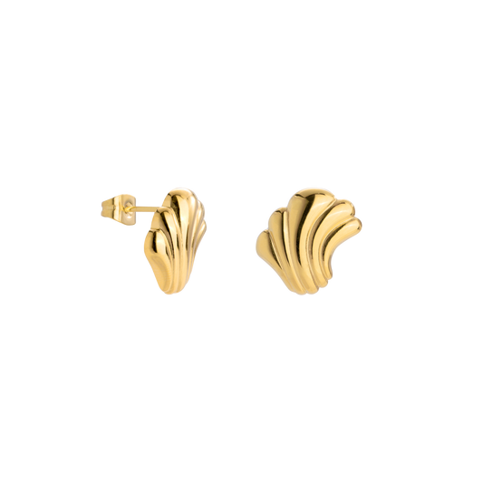 Simple Wave Studs Gold
