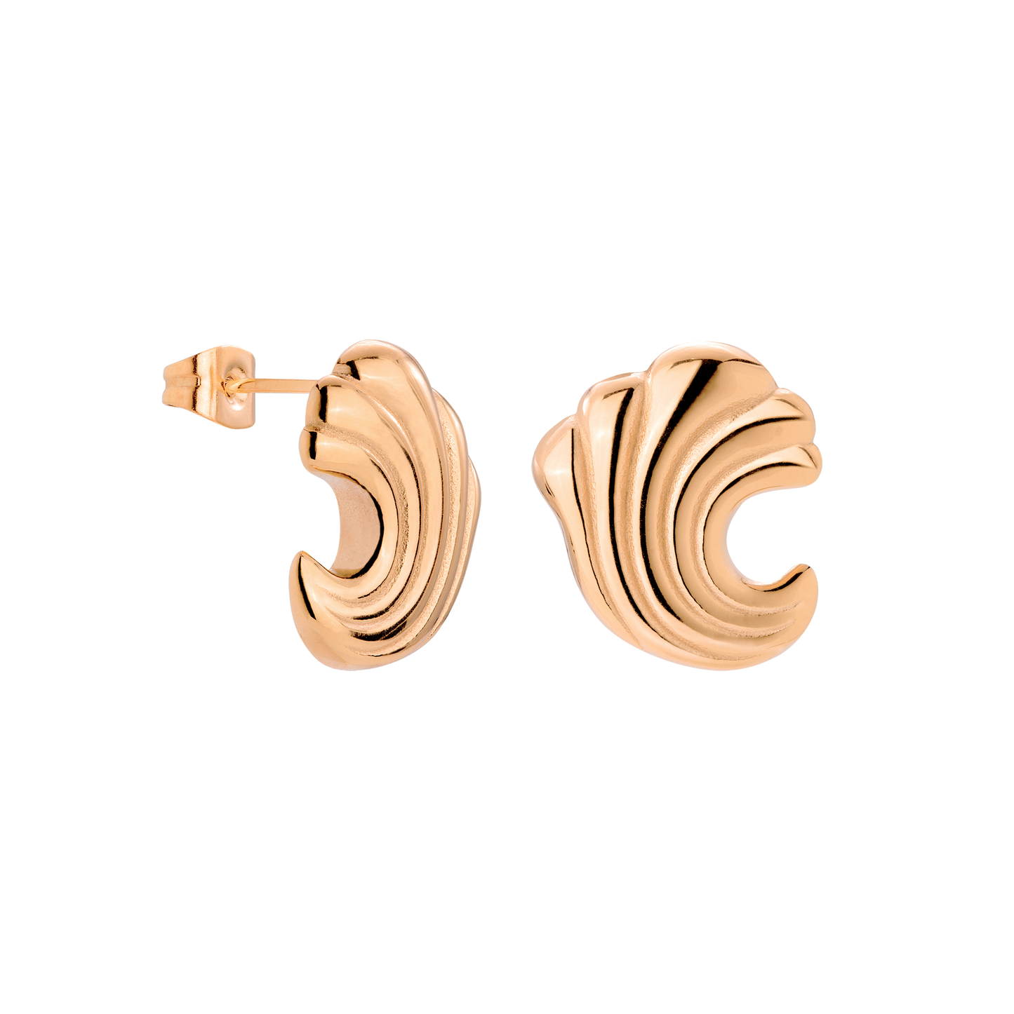 Bold Wave Studs Rose Gold