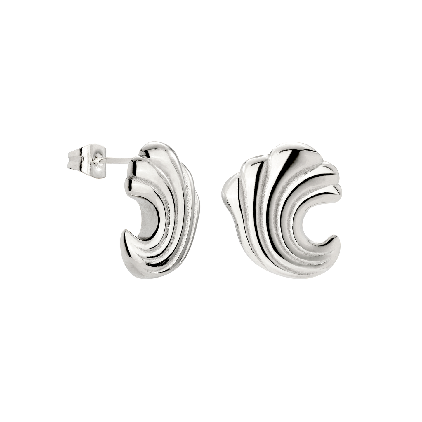 Bold Wave Studs Silver