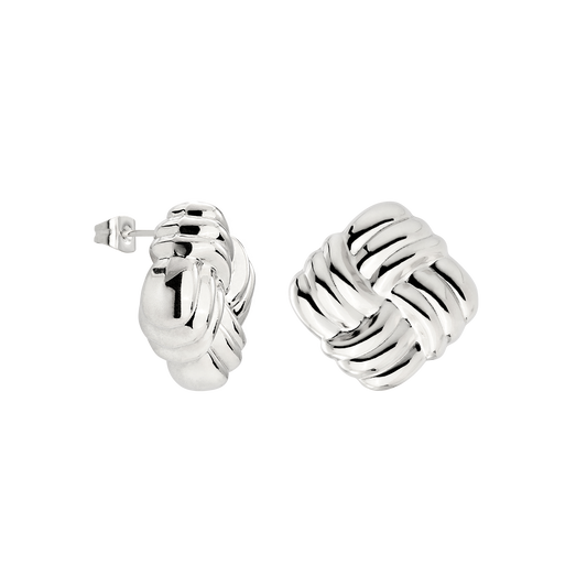 Granny Button Studs Large Silver