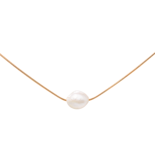 Minimalist Pearl Necklace Rose Gold