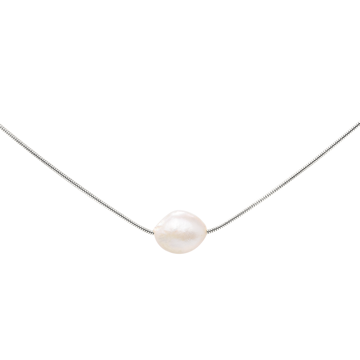 Minimalist Pearl Necklace Silver
