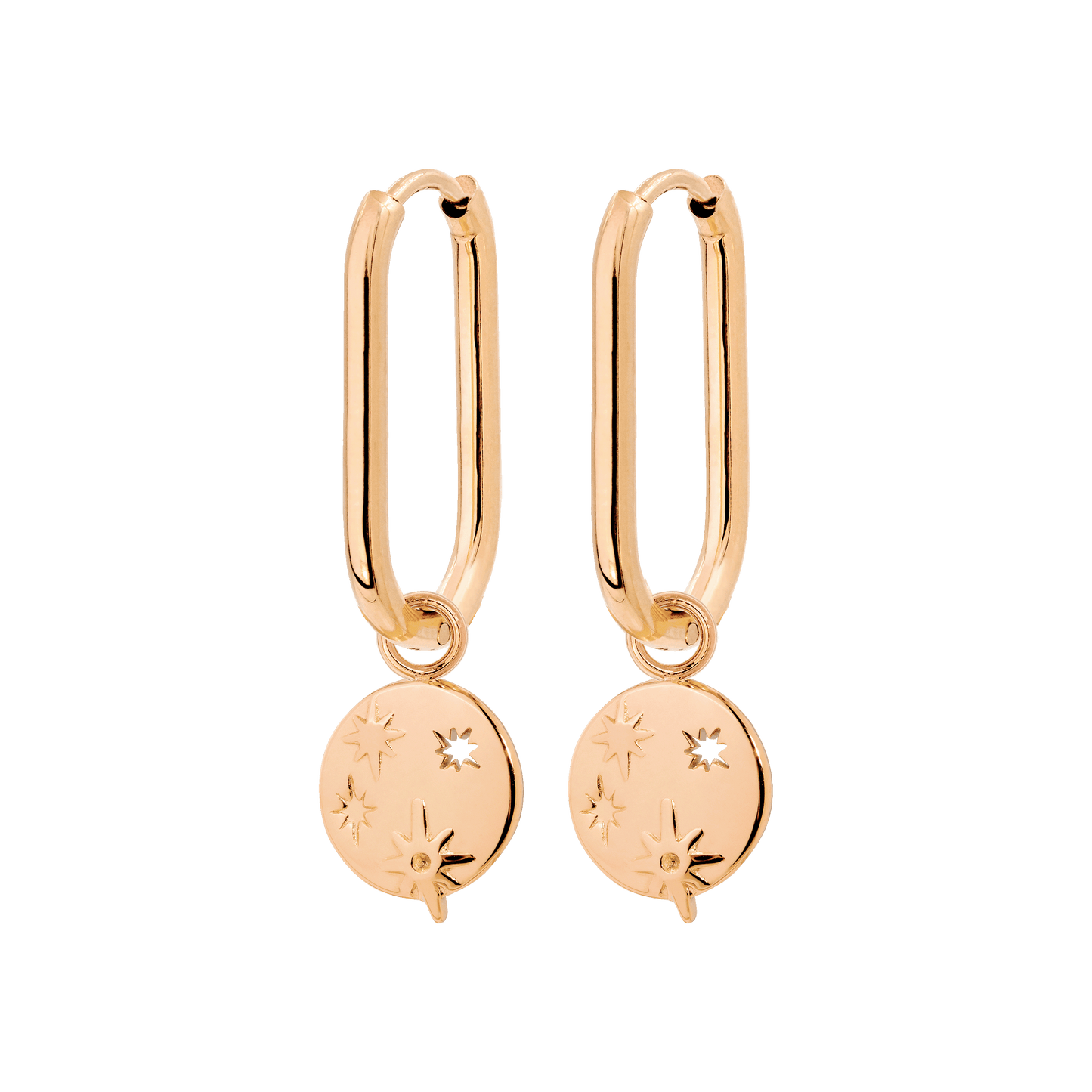 Shiny Stars Oval Hoop Set Small Rose Gold