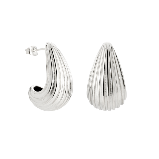 Textured Droplet Studs Large Silver