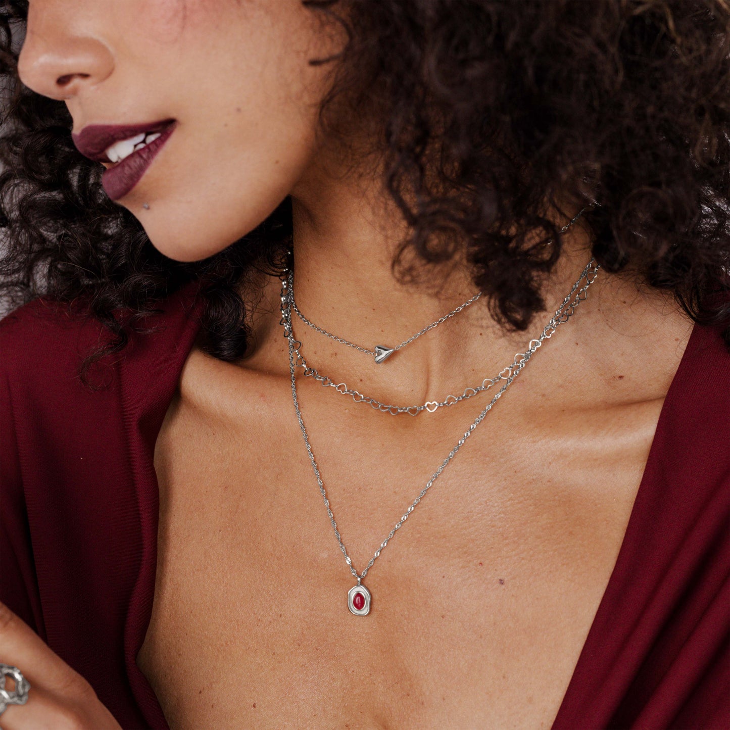 Heart after Heart Necklace Silver