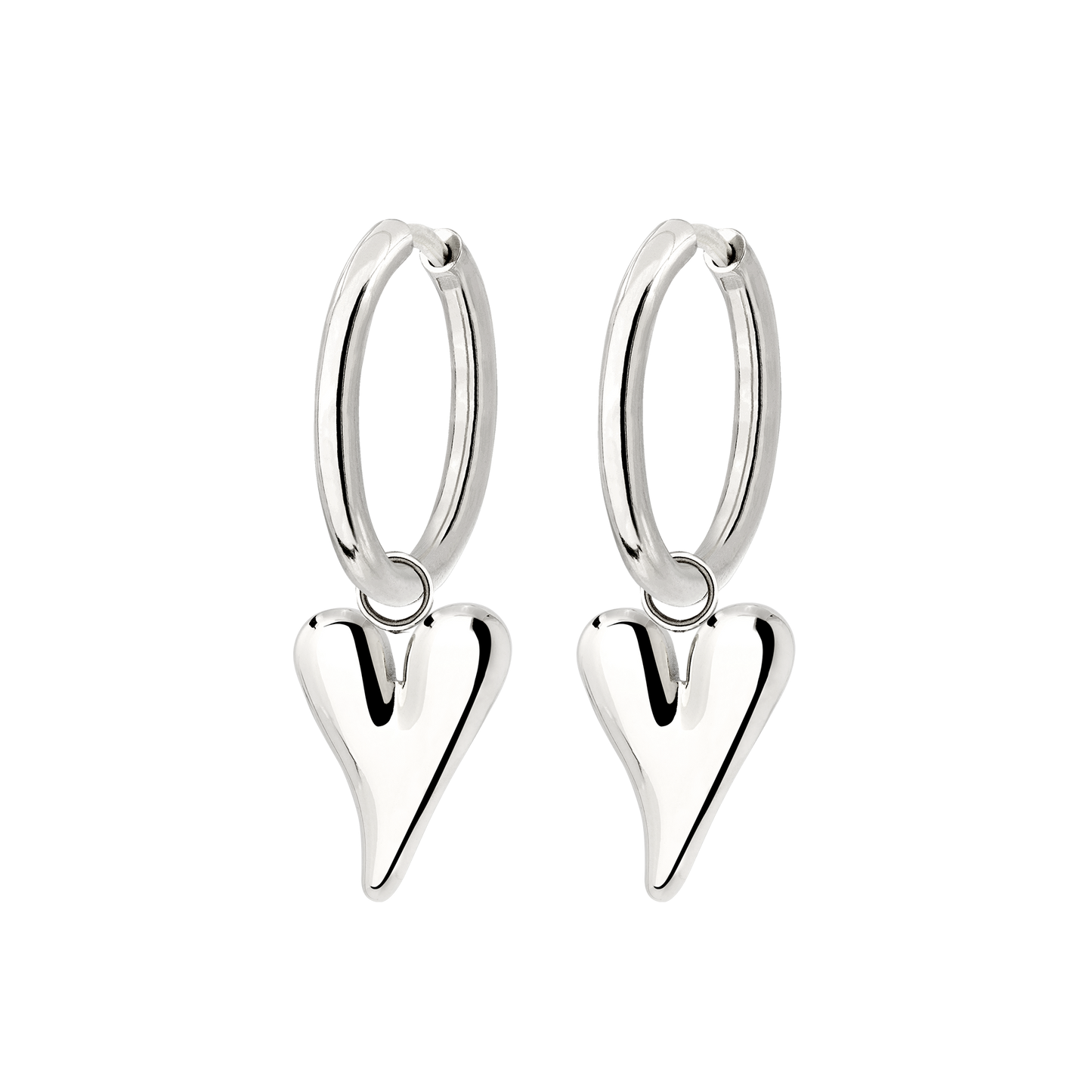 Flowy Heart Hoop Set Medium Silver