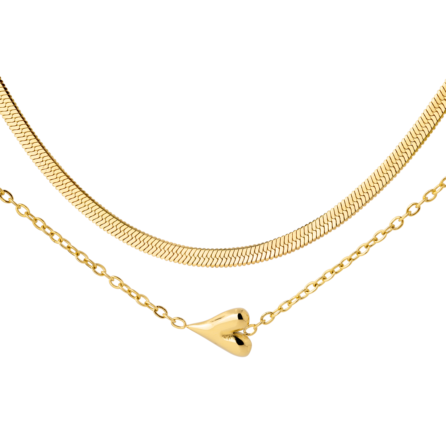 Flowy Heart Necklace Bundle Gold