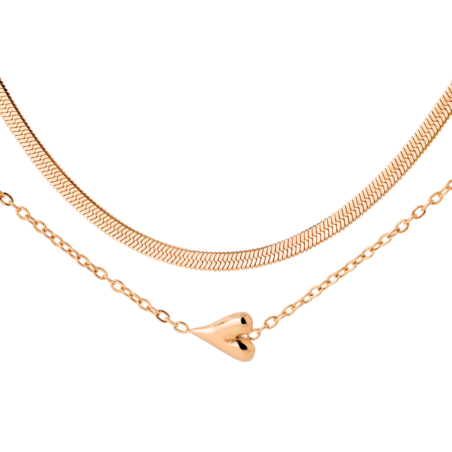 Flowy Heart Necklace Bundle Rose Gold