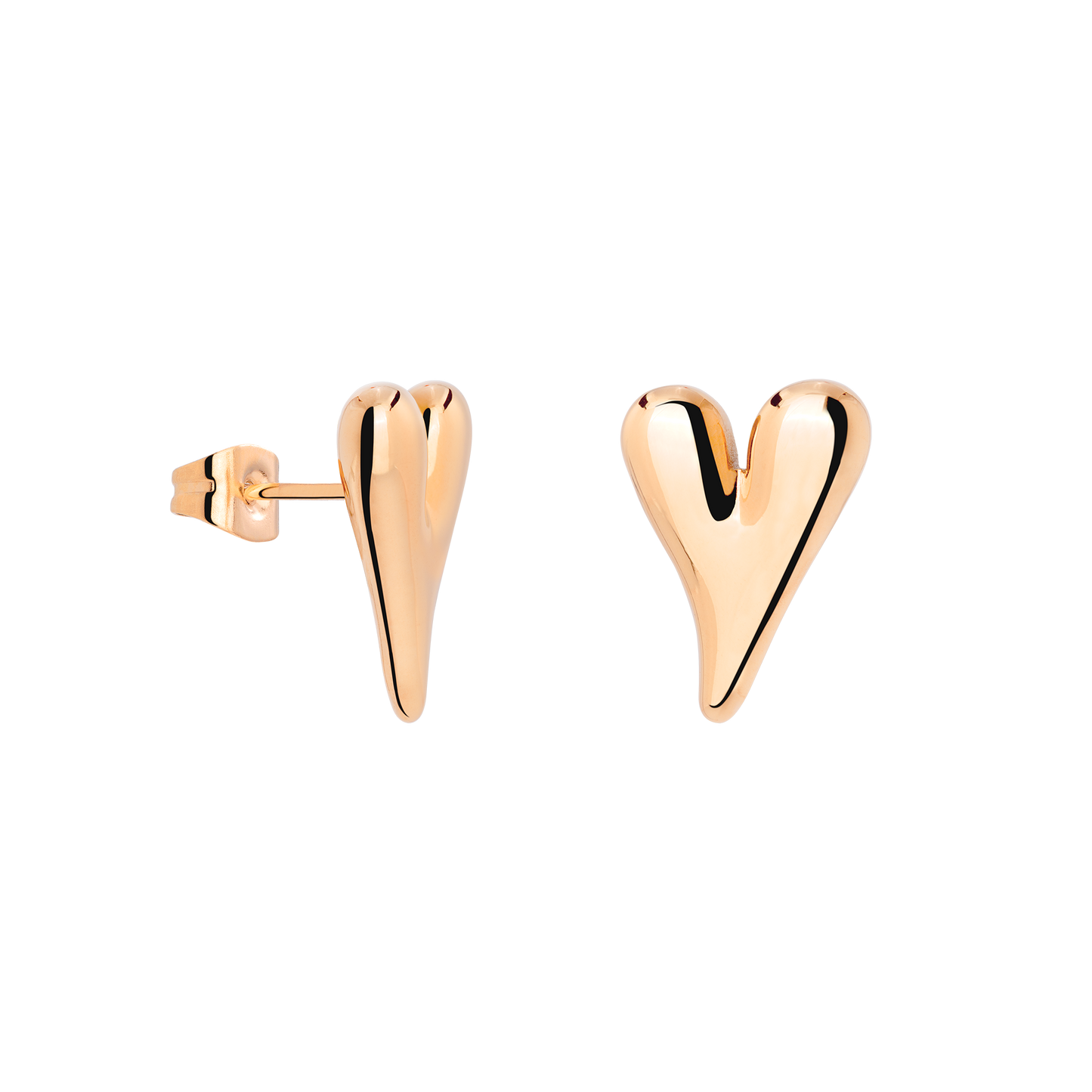 Flowy Heart Studs Small Rose Gold