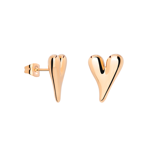 Flowy Heart Studs Small Rose Gold