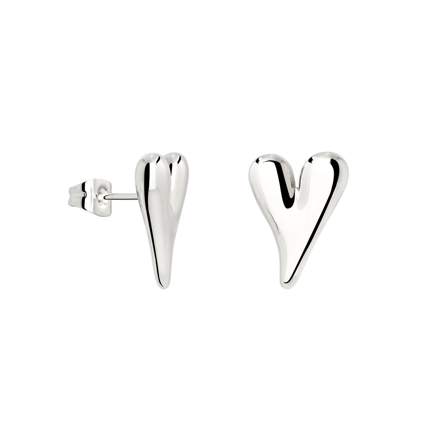 Flowy Heart Studs Small Silver