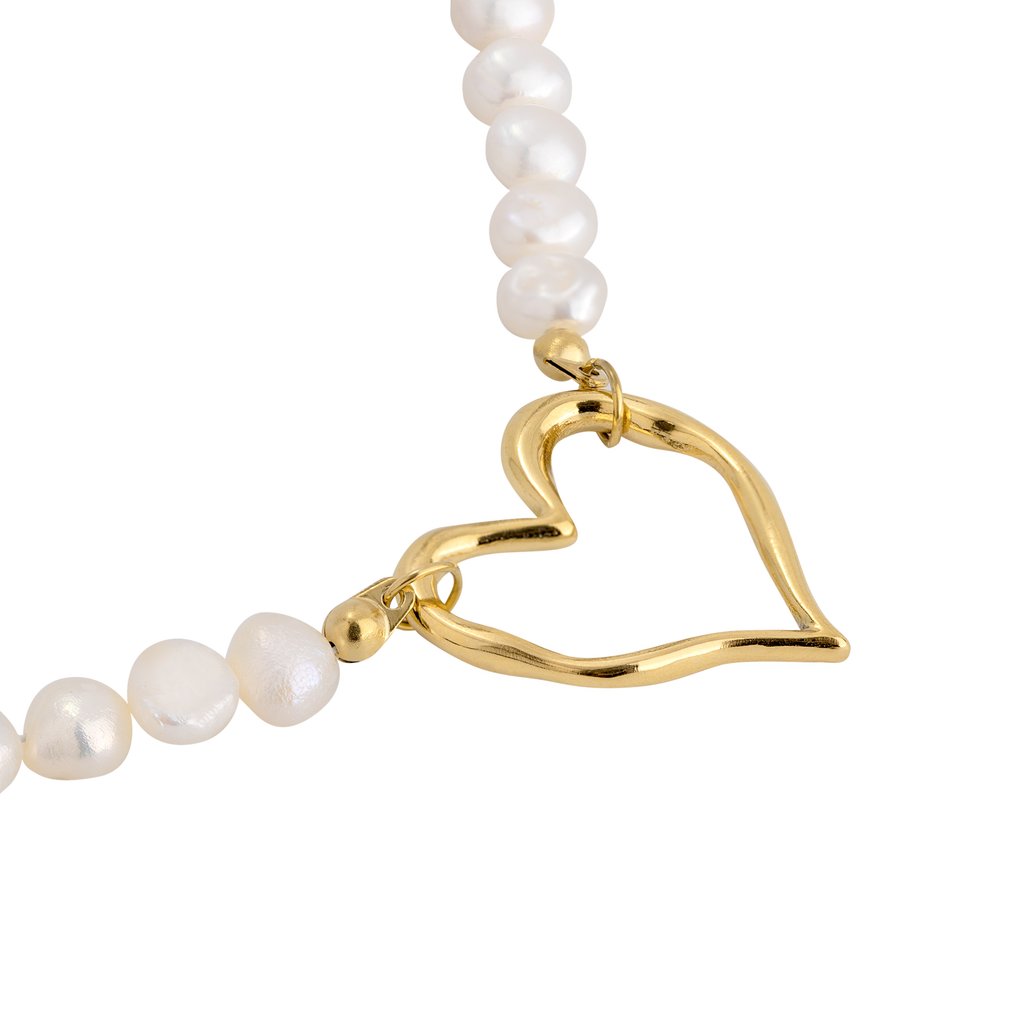 Melting Heart Pearl Necklace Gold
