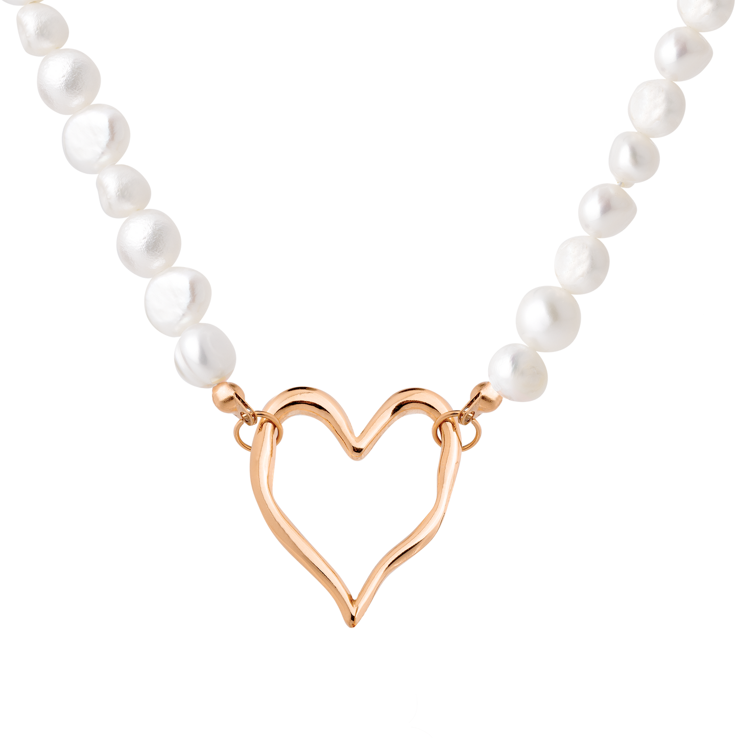 Melting Heart Pearl Necklace Rose Gold