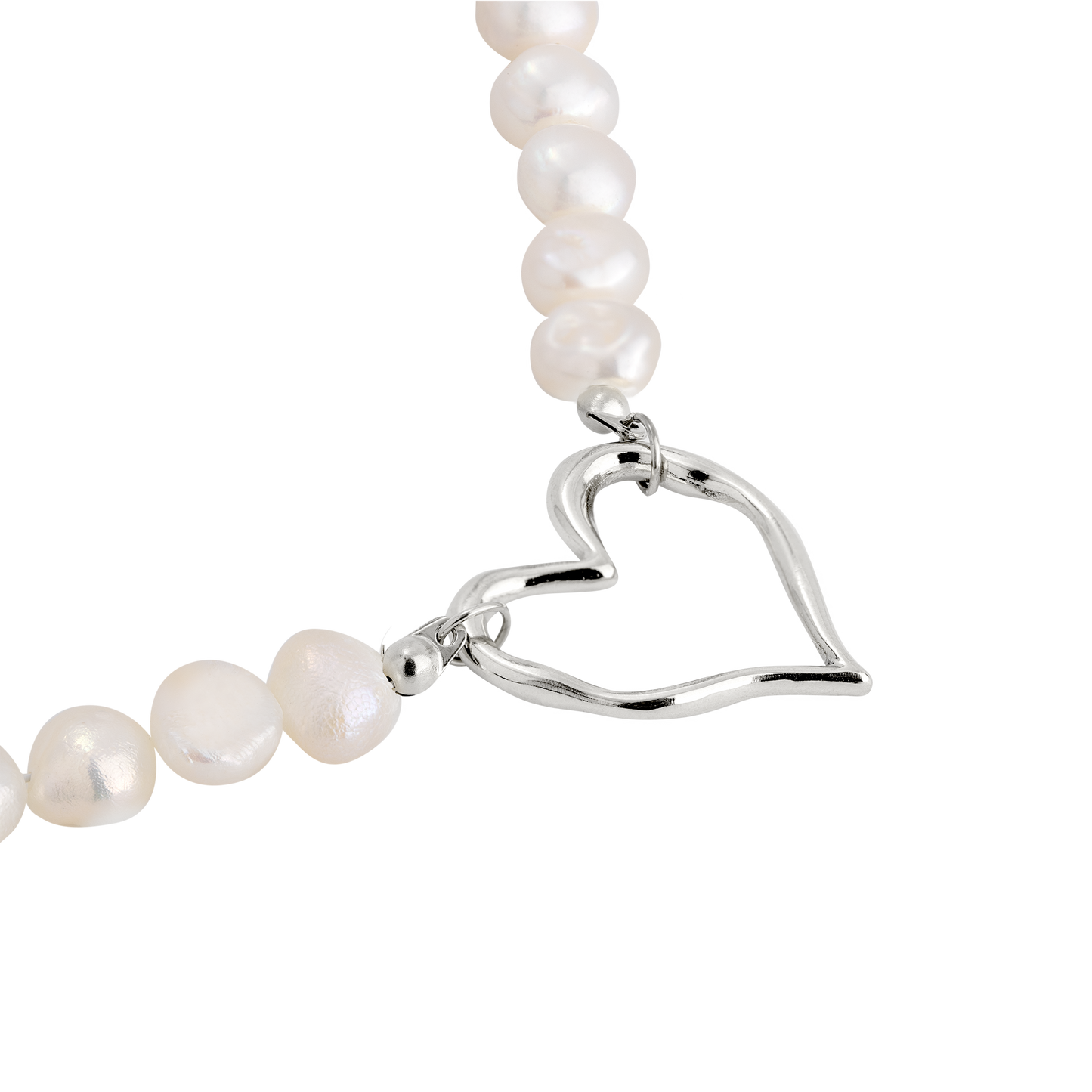 Melting Heart Pearl Bracelet Silver