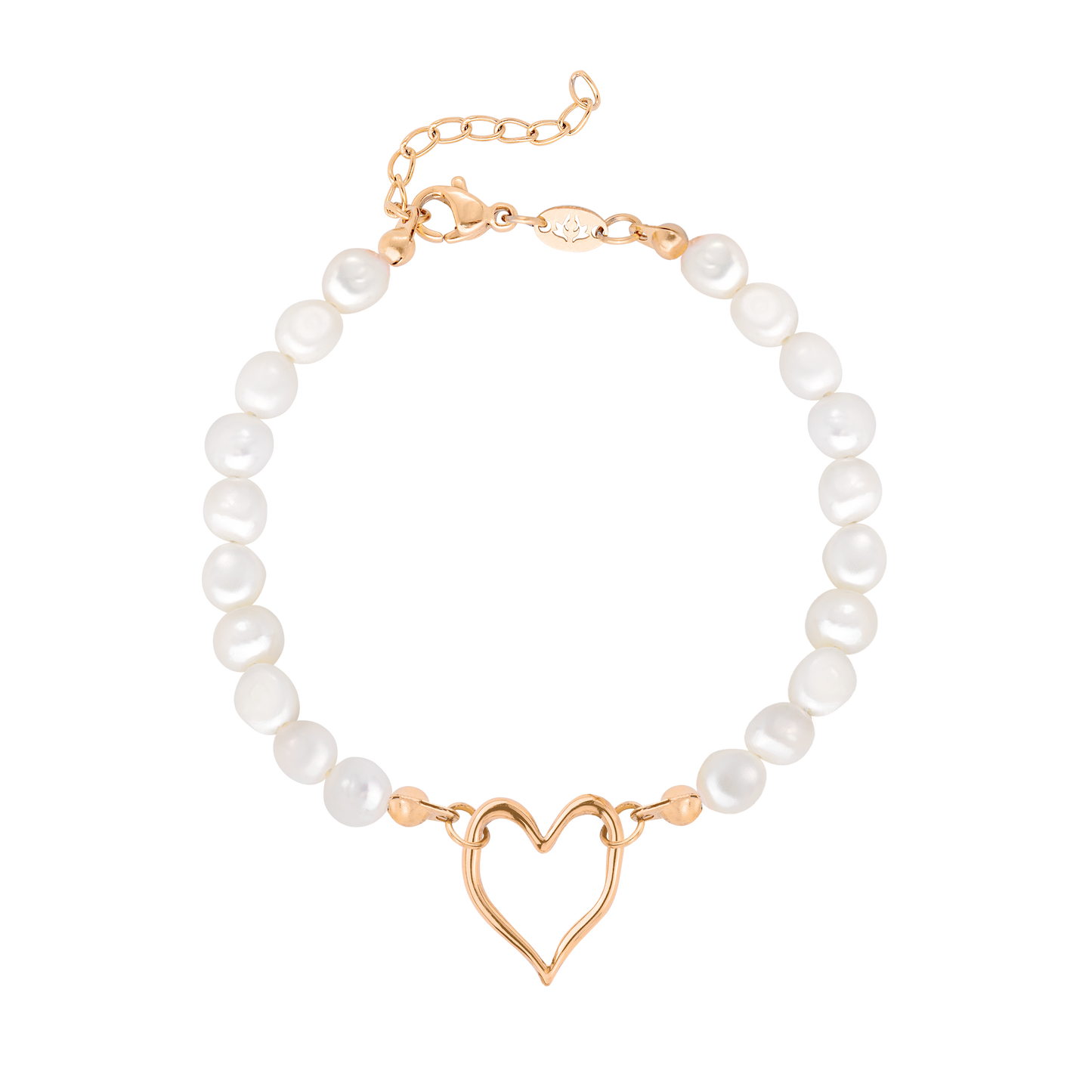 Melting Heart Pearl Bracelet Rose Gold