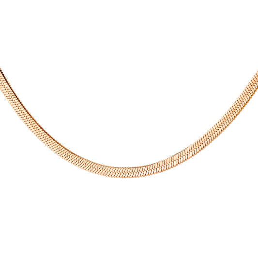 Slim Herringbone Necklace Rose Gold