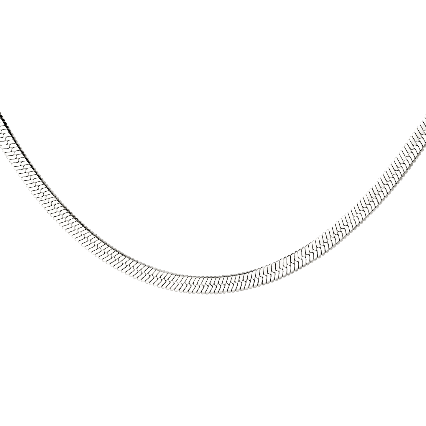 Slim Herringbone Necklace Silver