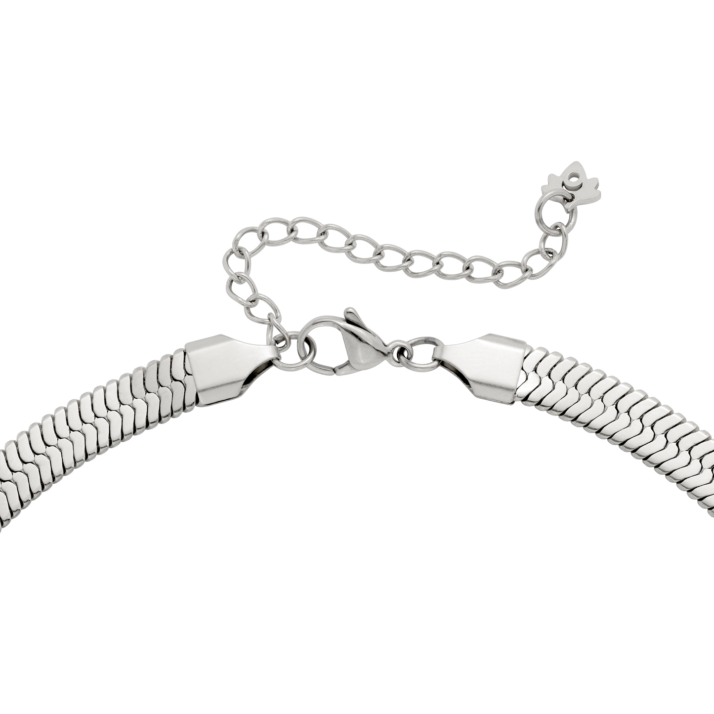 Slim Herringbone Necklace Silver