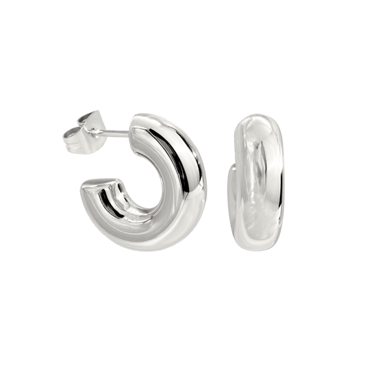 Bulky Hoop Studs Silver