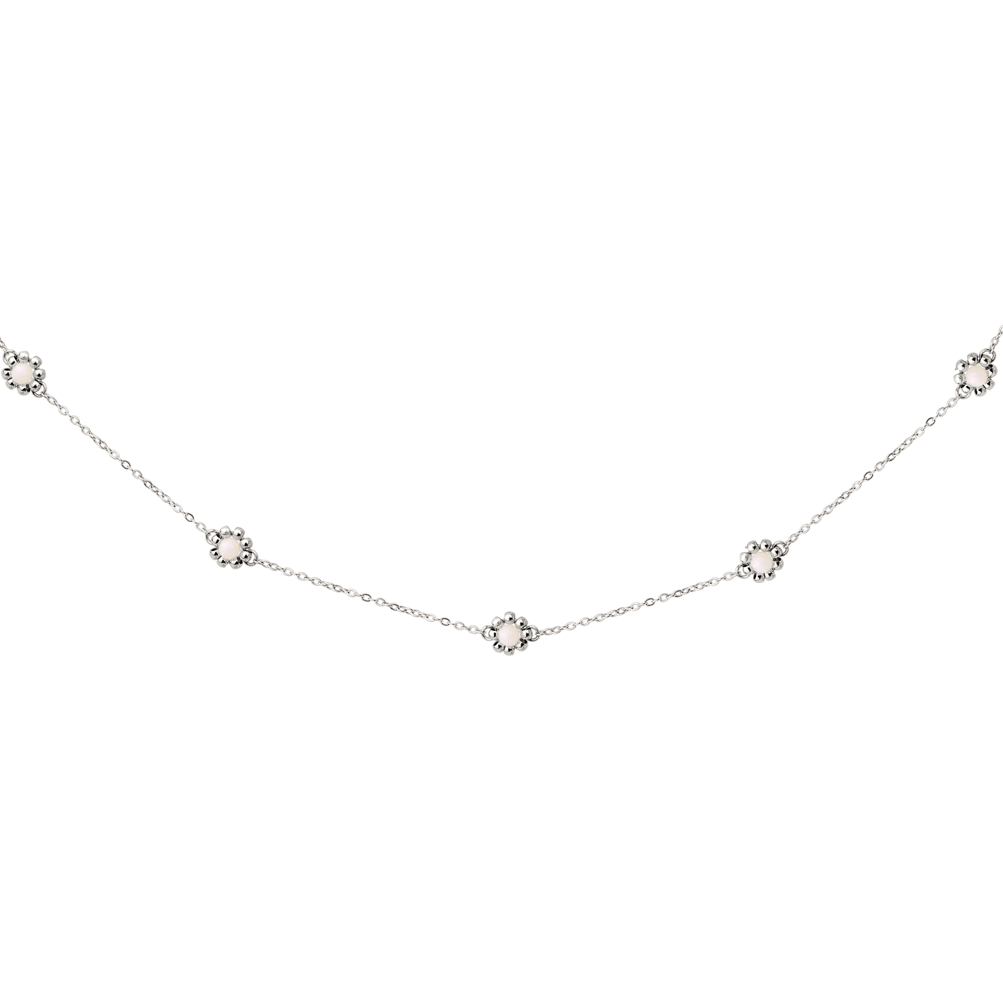Flower 'n' Beads Necklace Silver