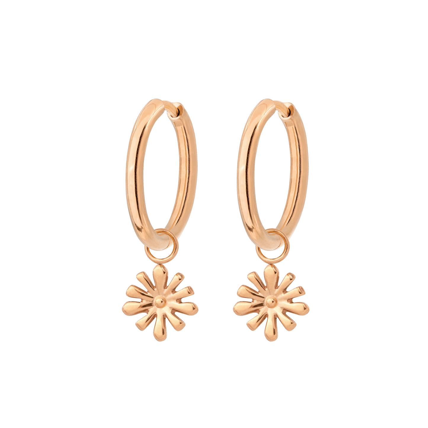 Flowery Hoop Set Medium Rose Gold