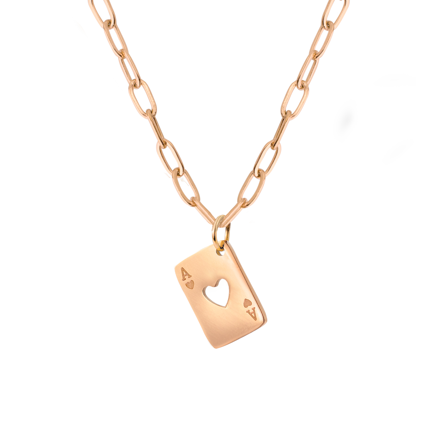 Heart Ace Necklace Rose Gold