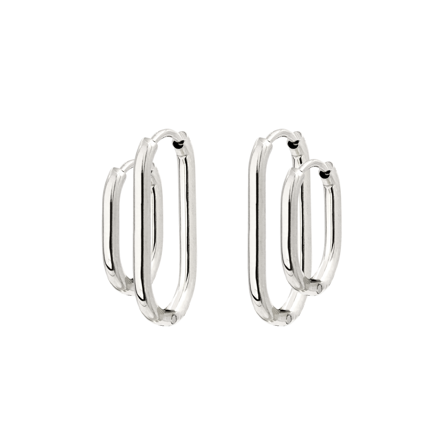 Oval Clean Hoop Set Silver