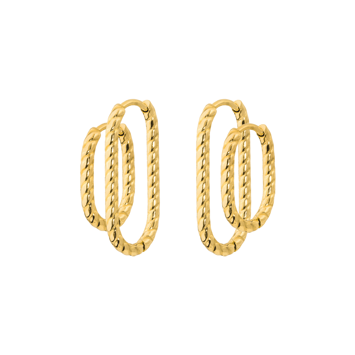Oval Twisted Hoop Bundle Gold