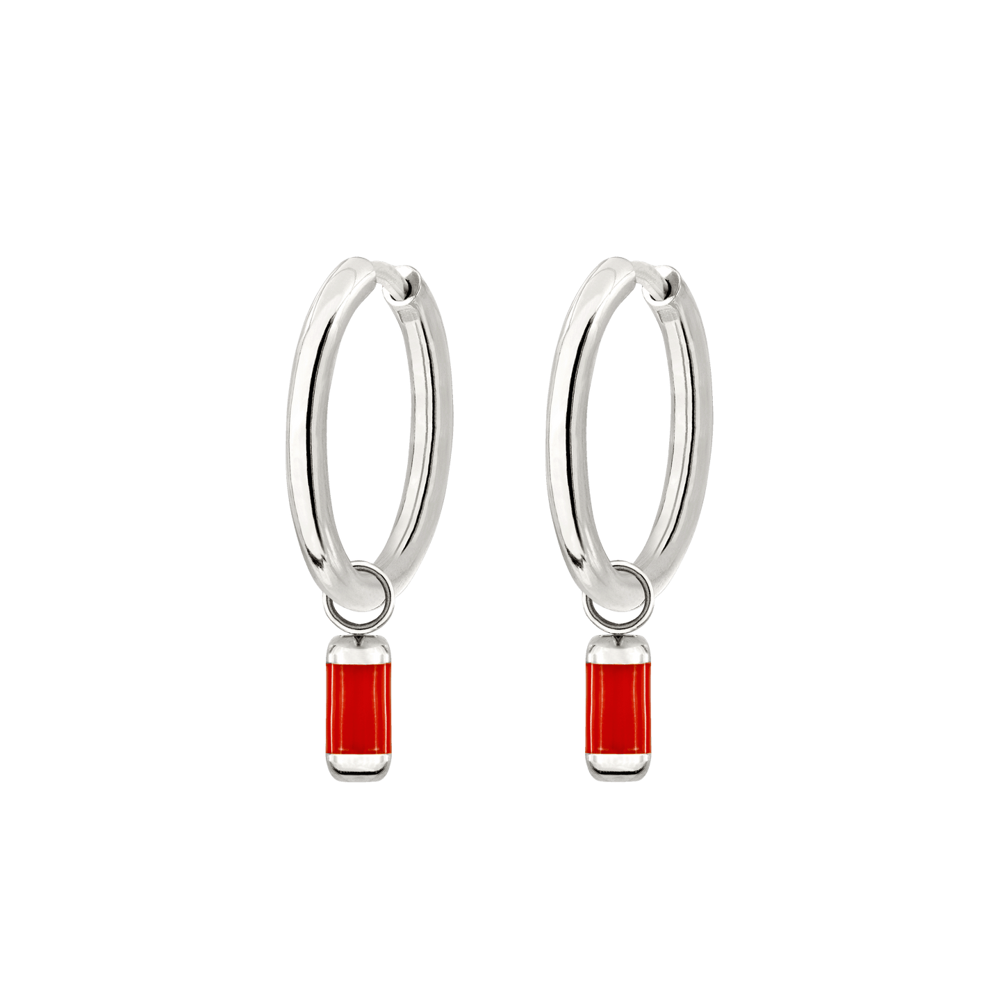Coral Color Sierra Hoop Set Medium Silver