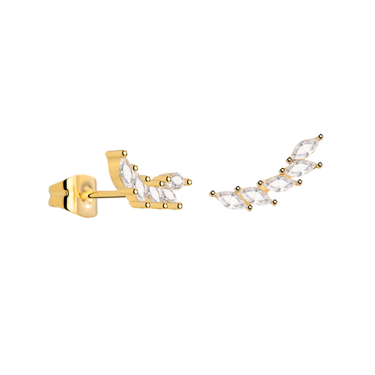 Sparkle Leaf Studs Gold