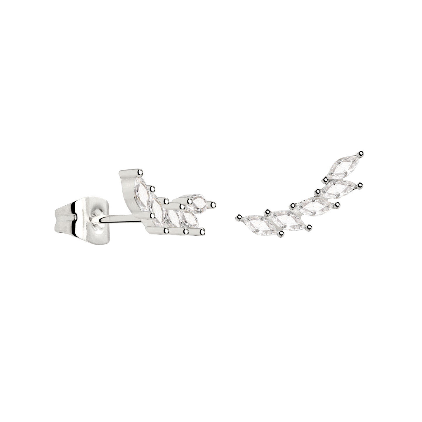 Sparkle Leaf Studs Silver