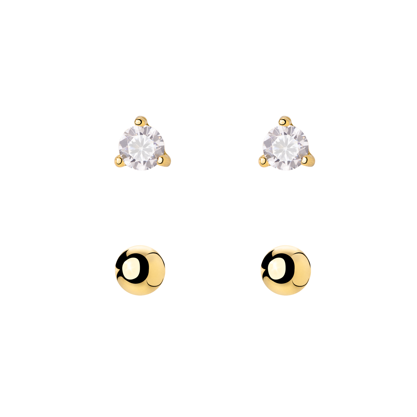 Delicate Bead Stud Bundle Gold