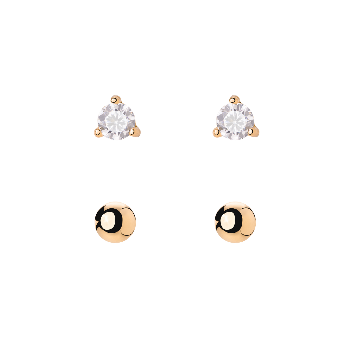 Delicate Bead Stud Bundle Rose Gold