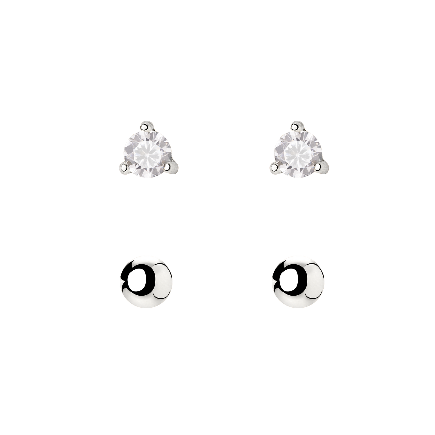 Delicate Bead Stud Bundle Silver